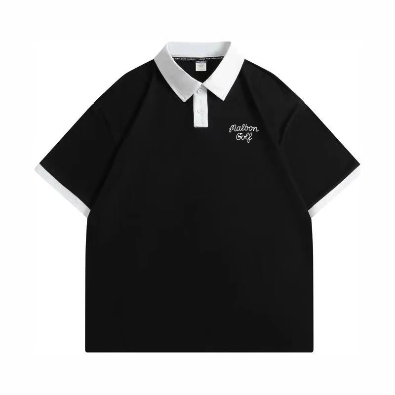 Malbon Cotton Men's Short Sleeve T-shirt, Business Sweater, Sweat-absorbing Football Polo, New Summer 2023
