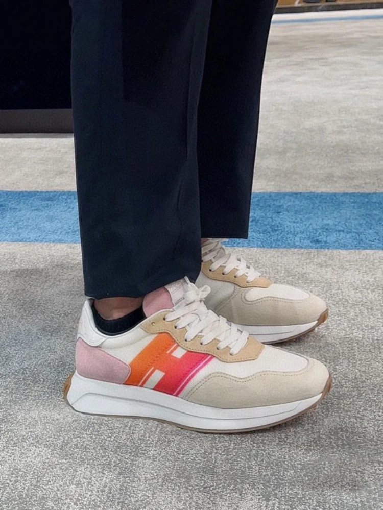 platform shoes dad shoes small white shoes women's 2023 new leather lace-up versatile and breathable casual sneakers women flats