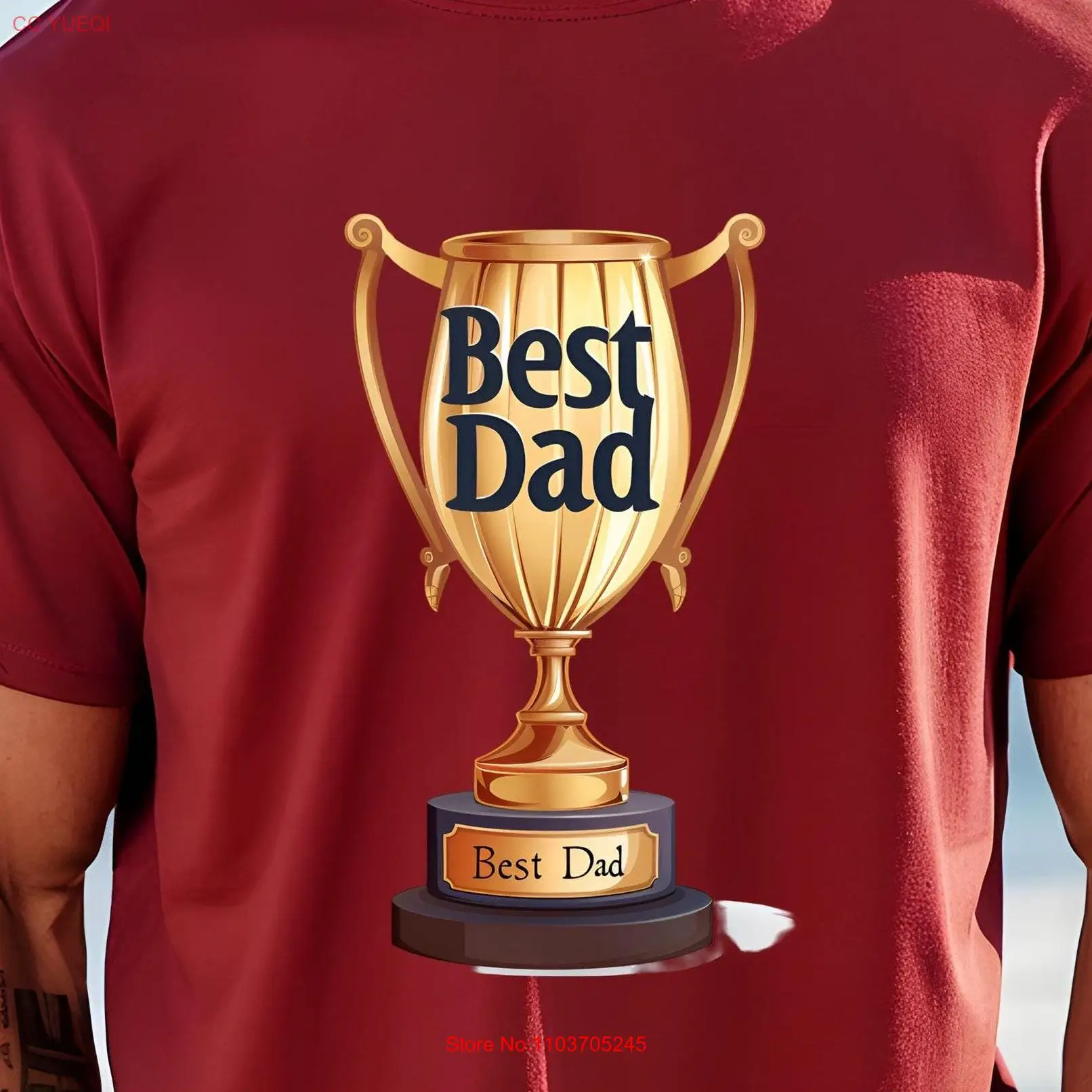Холщовая футболка с круглым вырезом Best Dad Trophy Award Father Bella DTF 10045 длинные или