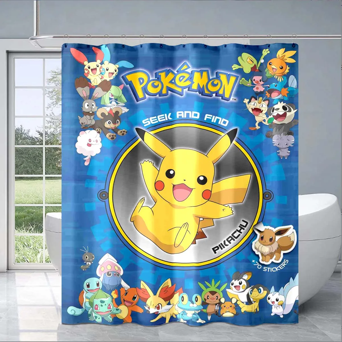 Занавески для ванной комнаты с изображением милого Пикачу аксессуары занавески