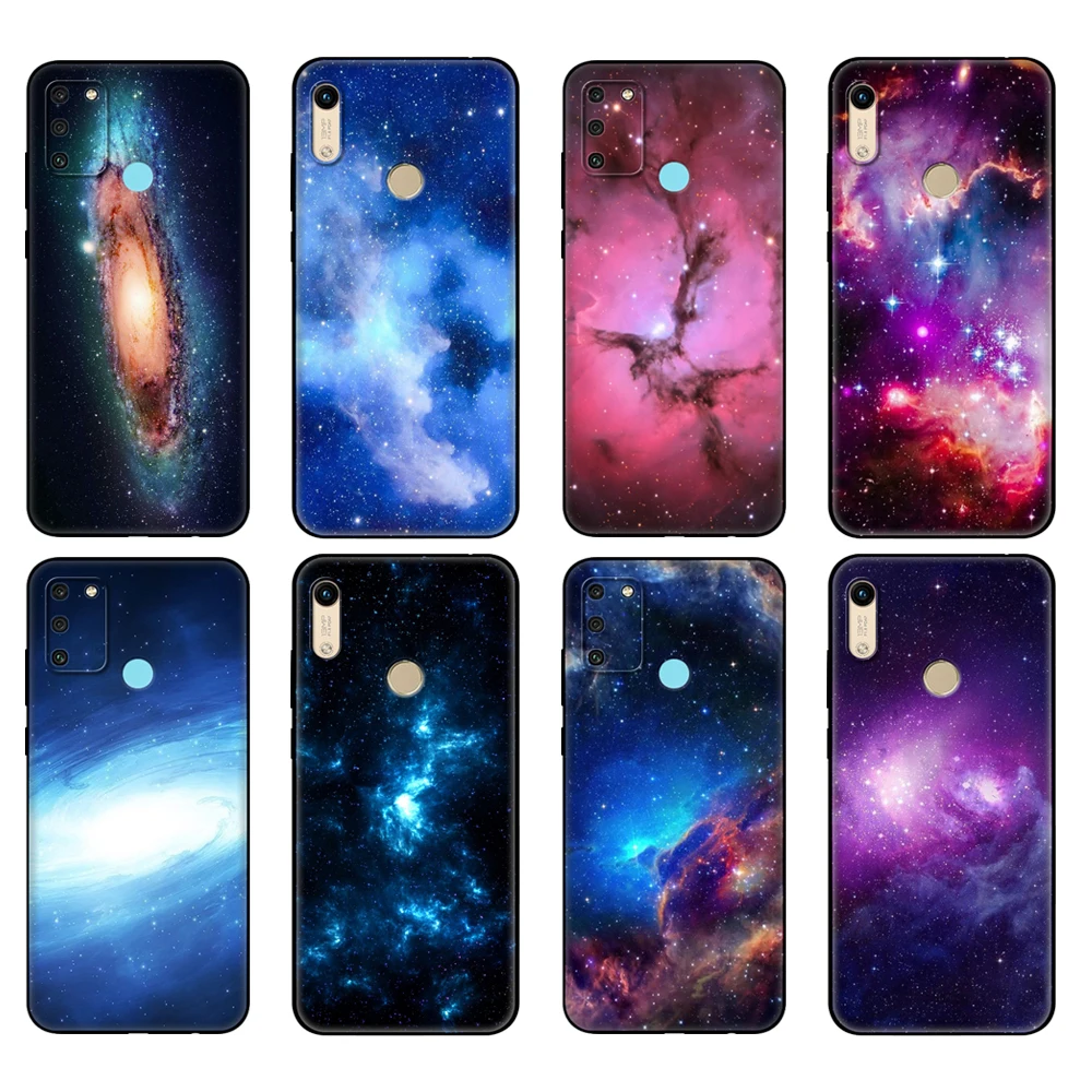 

Black tpu Case For Honor 8a Prime 8s 9 10X Lite 9A 9C 9X Premium Pro 9S Case Cover colorful space for galaxy universe