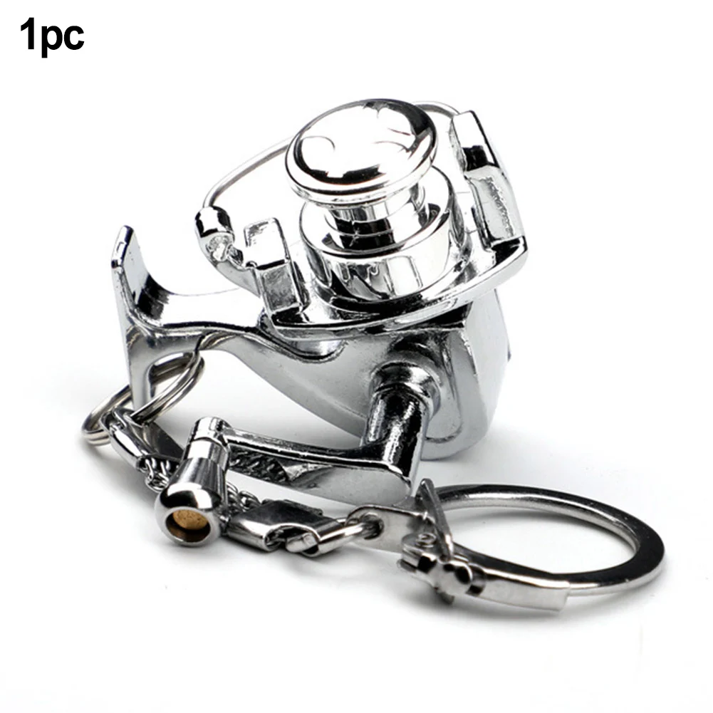1pcs Fishing Reel Keychain Shakeable Fish Wheel Keychain Small Double-sided Pendant Gift Exquisite Workmanship