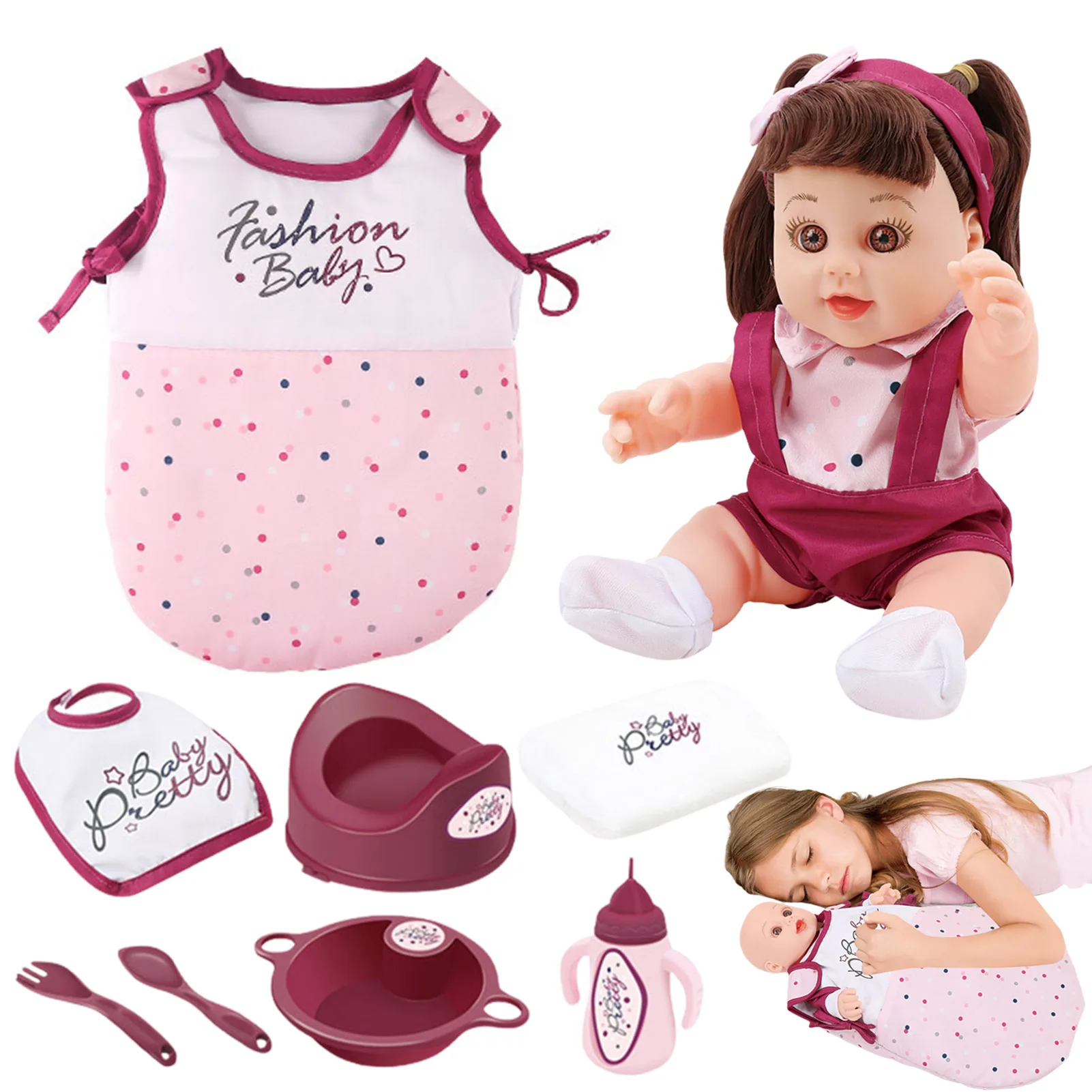 

27/30cm Simulation Doll With Clothes Cute Sweet Face Doll Accessories Adorable Girl Gift Children Sounding Toys