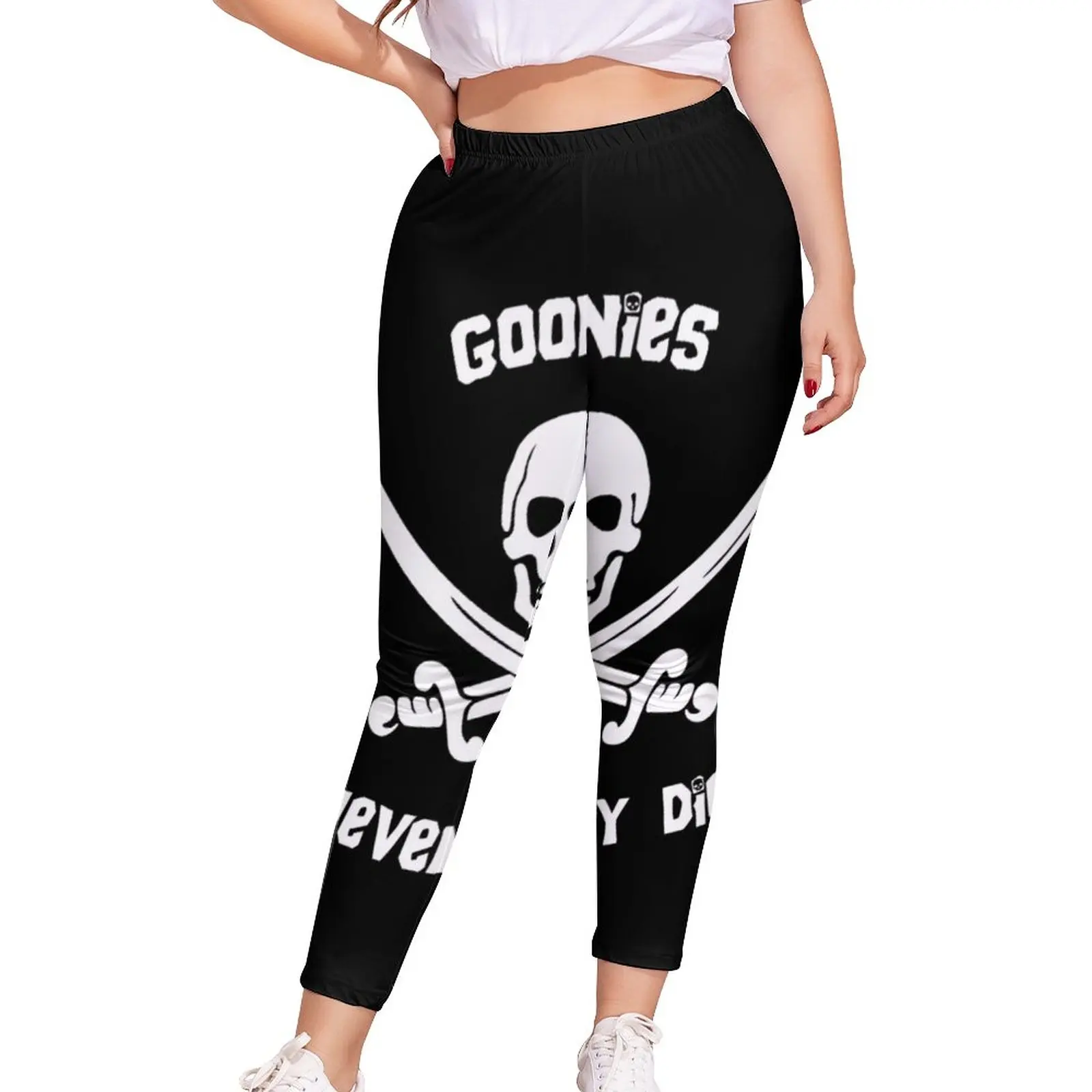 Goonies Never Say Die Leggings Oversized Skull Pirate Leggins Ladies Basic Stretch Street Pants