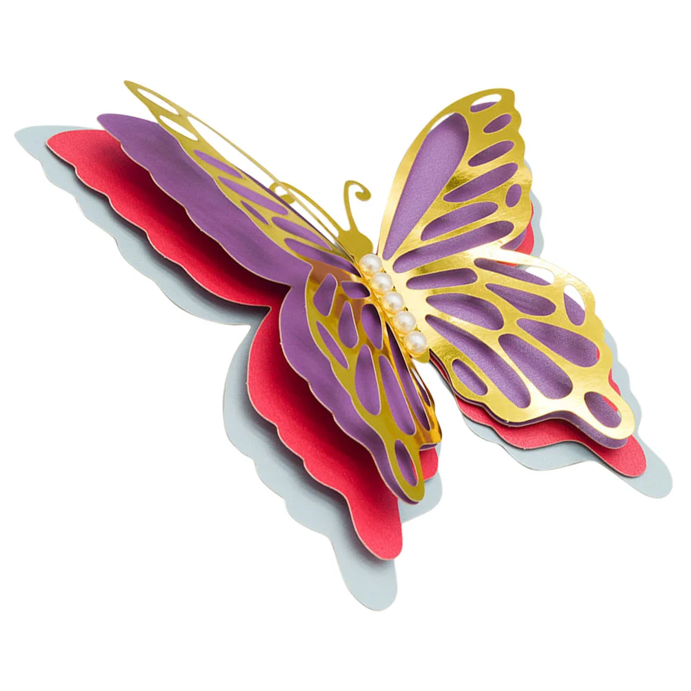 

Wall Decor Stickers Decorations Butterflies 3D Decals Bedroom Birthdaycake Sticker Wedding Girl Picks Hollow Topper Cupcake