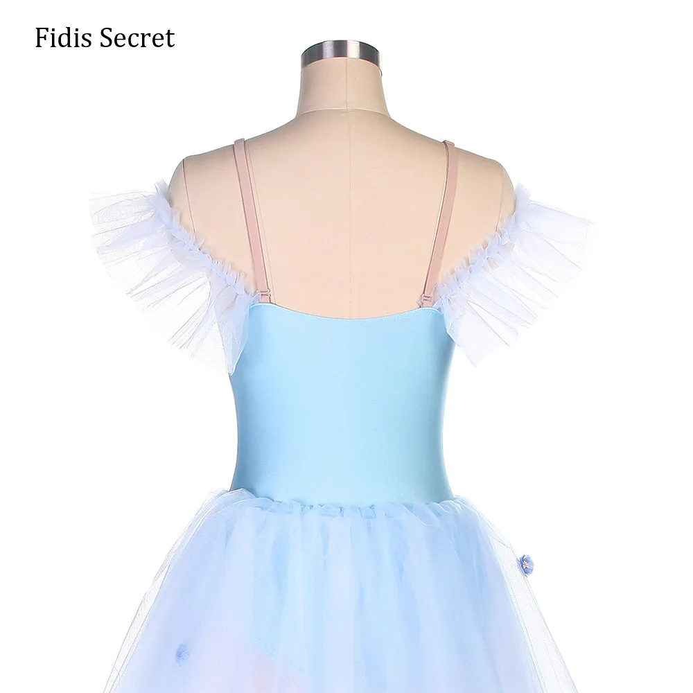 Женское небесно-голубое танцевальное платье сценическая одежда балетное