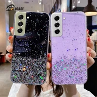 shiny bling glitter star clear soft phone case cover for samsung galaxy s21 fe 5g s21 s21 5g s21 5g s22 plus ultra