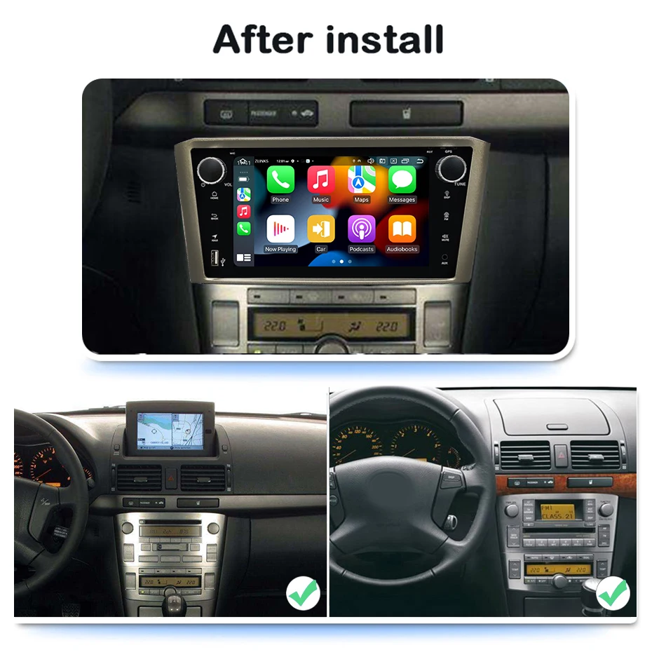 Автомагнитола 2 din android 11 с экраном для Toyota Avensis T25 2002-2008 интеллектуальная система