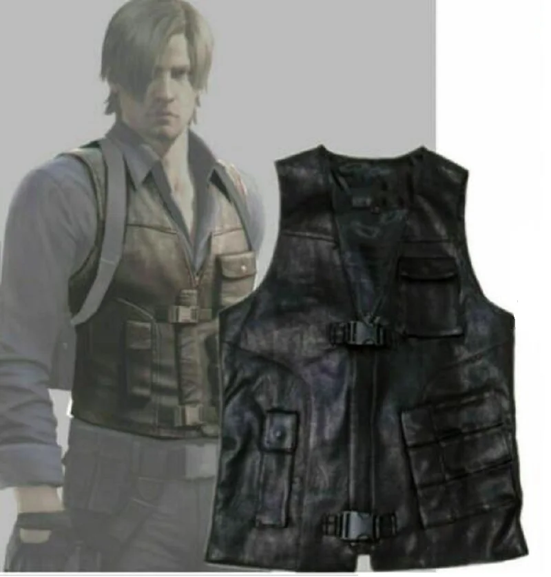 Leon Scott Kennedy Leather Slim Fit Vest Cosplay Clothing Can Be Customized