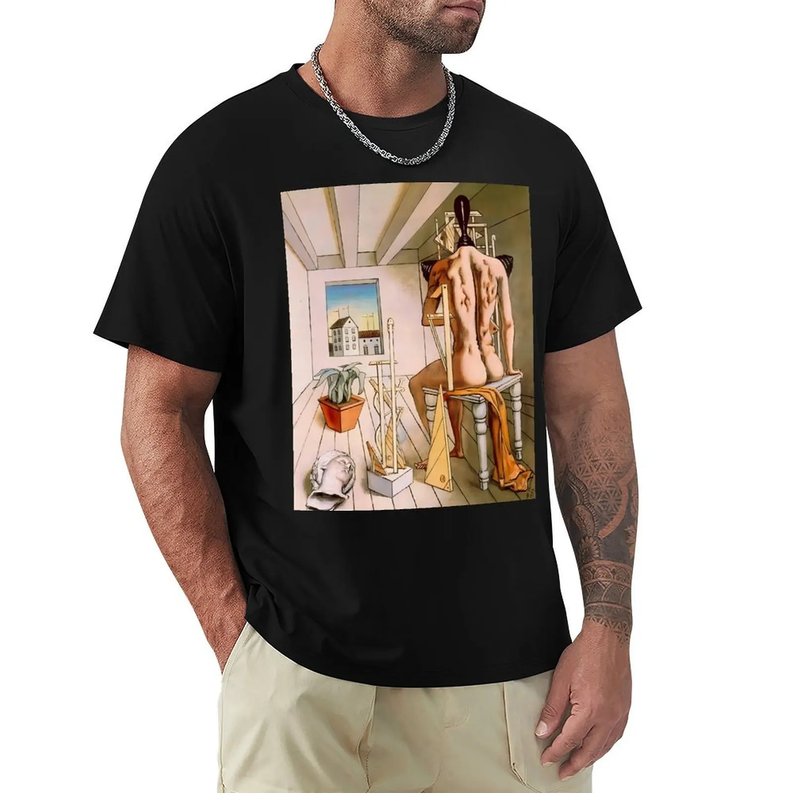 Giorgio De Chirico - футболка с музой молнии черные топы дизайнерские рубашки мужская