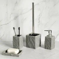 Bathroom Accessories Set Imitati Granite Resin Iiquid Soap Dispenser Toothbrush Holder Cup Soap Dish Toilet Brush Holder