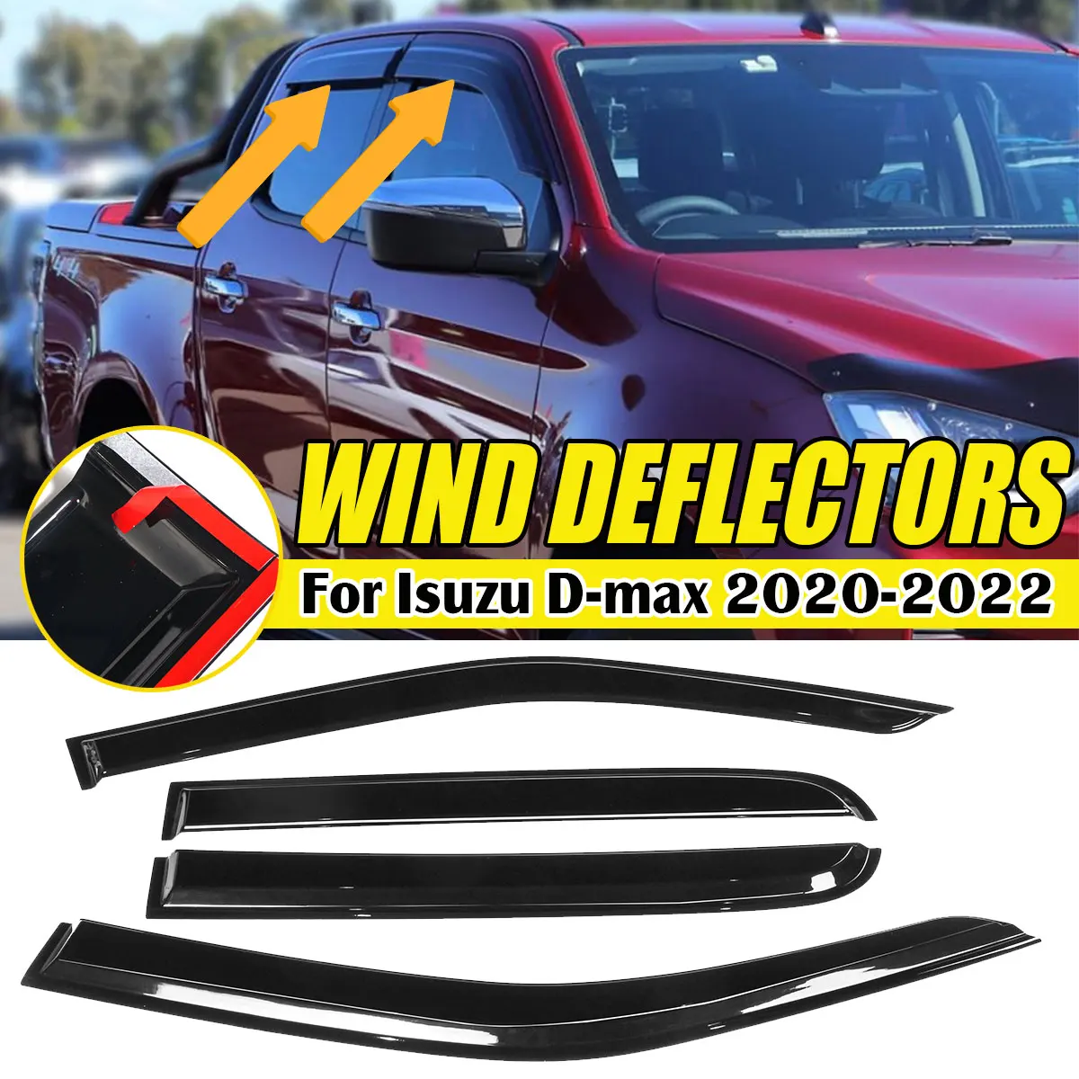 

Car Side Window Deflector Weather Shield Window Visor For Isuzu D-max 2020-2022 Wind Shields Sun Rain Guards Awnings Shelters