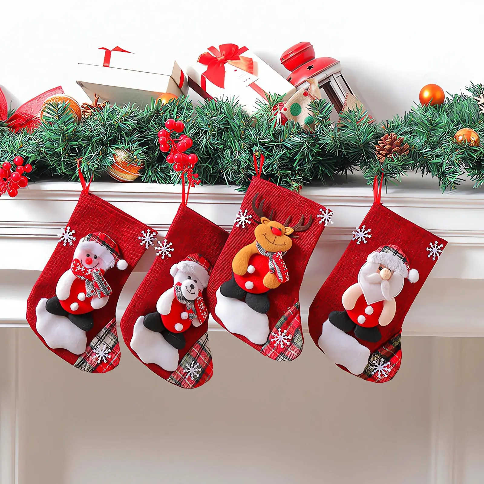 

Рождественские носки Санта Снеговик подвесные украшения для рождественской елки Рождественский Декор для дома НОВОГОДНИЕ конфеты подарочные пакеты
