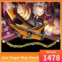 anime demon slayer ninja sword of uzui tengen building blocks double knife bricks toys katana birthday gifts for children boy