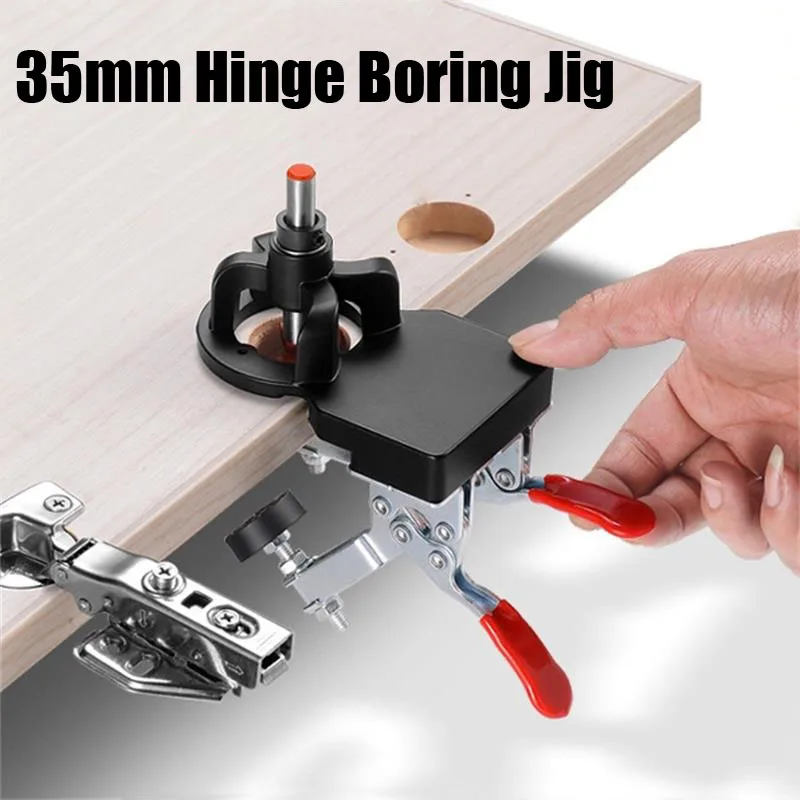 

35mm Hinge Boring Jig Kit Woodworking Hole Drilling Guide Locator Tool for Door Cabinets Woodworking Hole Opener Locator