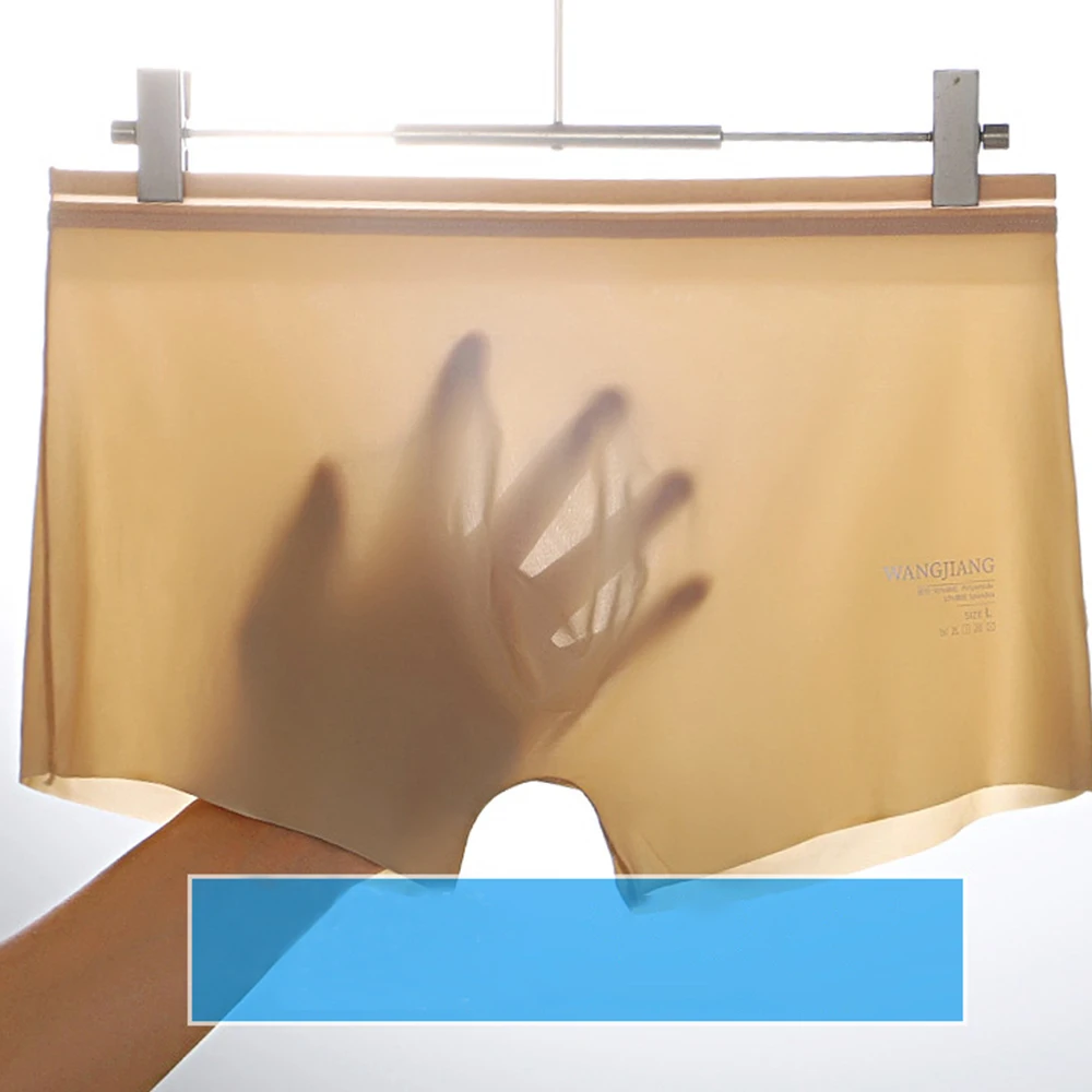 

Men's Ice Silk Thin Boxer Gay Sexy Trunk Panties U Convex Pouch Underwear Smooth Seamless Breathable Bikini New Lingerie Shorts