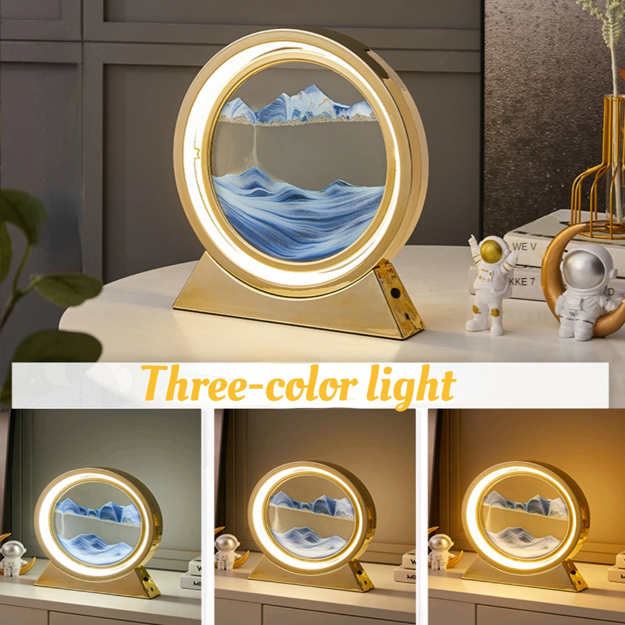 

Creative quicksand painting hourglass, USB dynamic art LED table lamp, decorative table, bedside personalized night light.