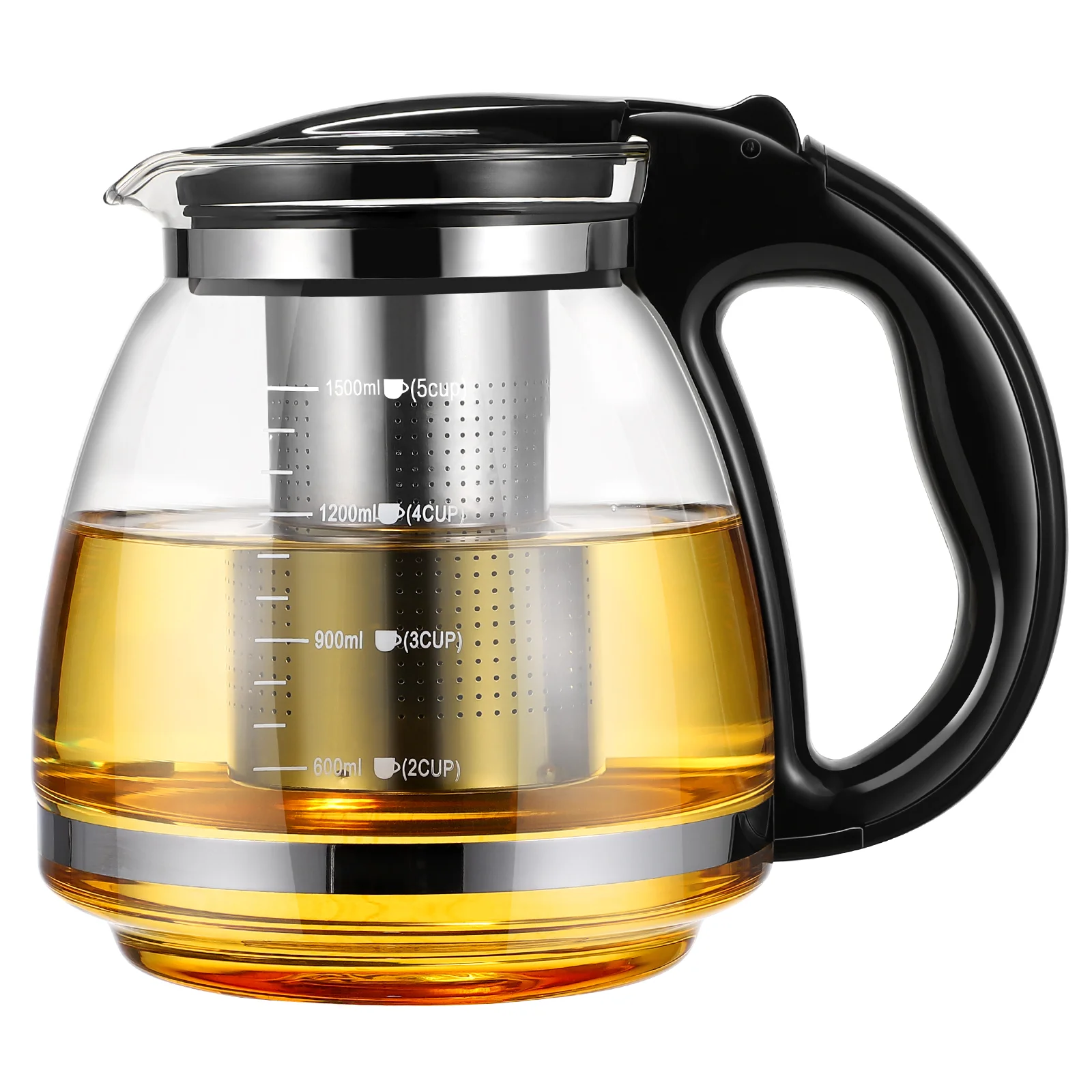 

Stainless Steel Tea Kettle Small Glass Teapot 1500ml Leak Kungfu Teaware Stovetop Safe Removable Infuser Coffee and tableware