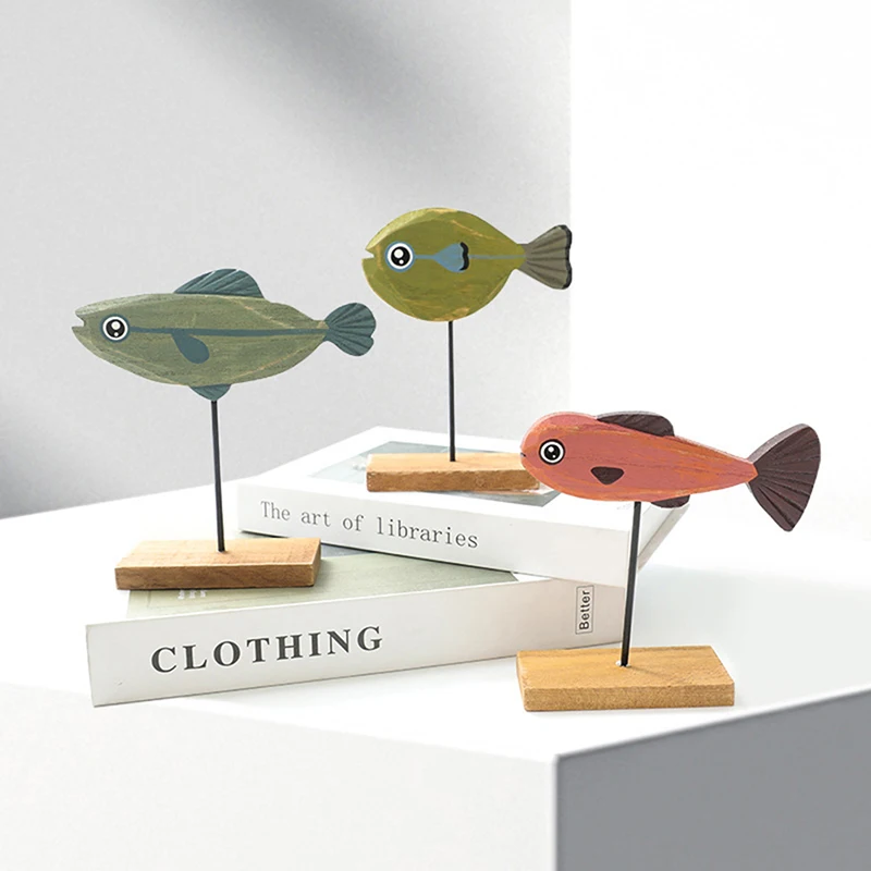 

Nordic Wood Fish Sculpture Animal Artistic Sculpture Living Room Office Home Decoration Handmade Crafts Holiday Gift