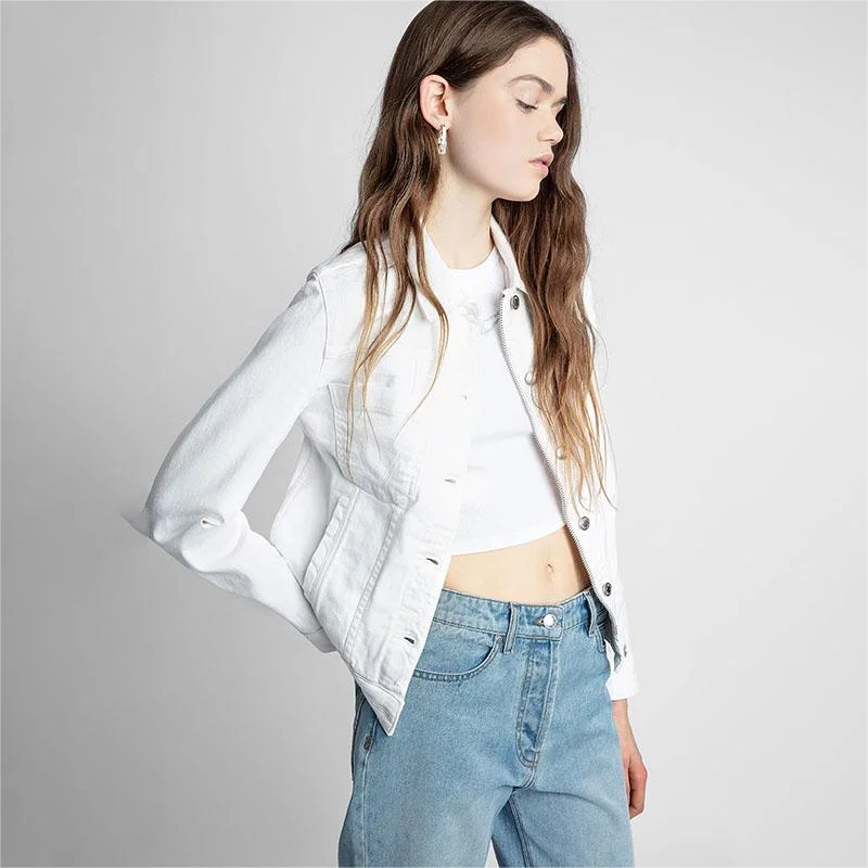 Zadig осенние куртки женские повседневные белые уличные джинсовые зимние
