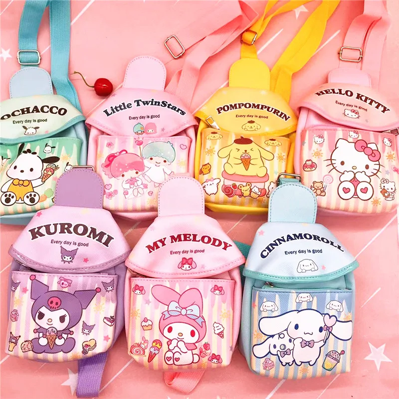 

Кавайная Sanrio Cinnamoroll Mymelody Hellokitty Kuromi мультяшная сумка для хранения через плечо креативная Милая модная детская сумка-мессенджер