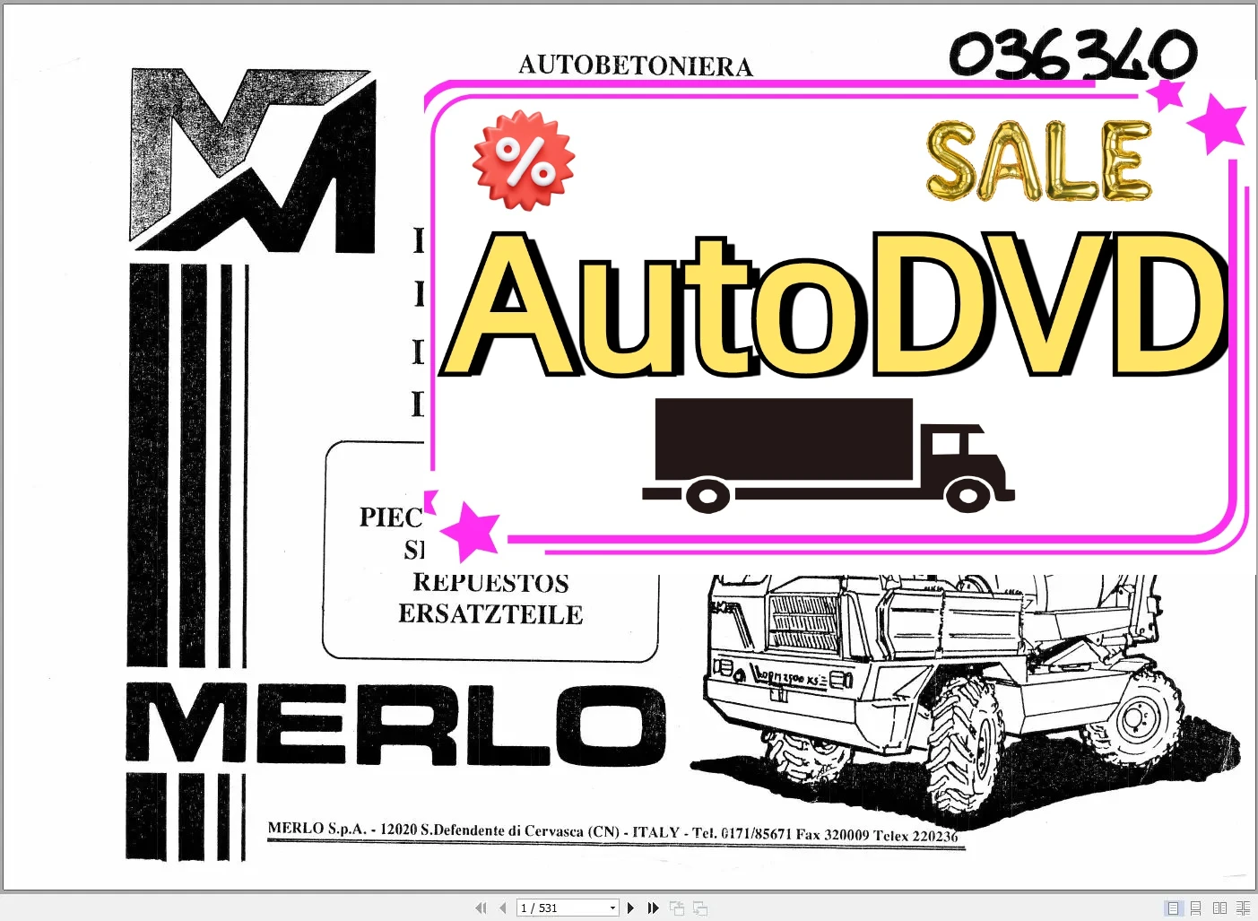 Фото AutoDVD Merlo Новый обновленный каталог запчастей 2023, 1,37 ГБ PDF №1
