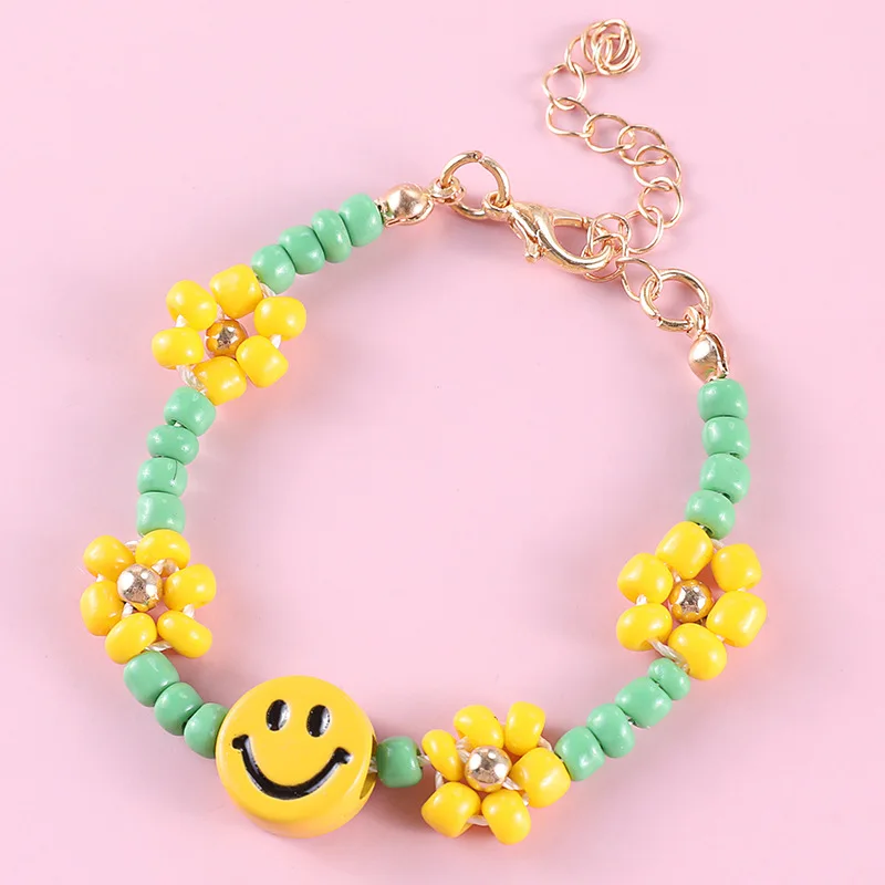 Детский браслет с бисером Makersland с очаровательным символом улыбки, браслет из семян, подарок на вечеринку, оптовая продажа детских браслетов.