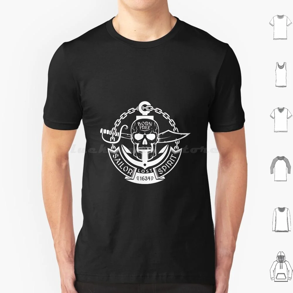 

Sailor Spirit T Shirt Big Size 100% Cotton Pirate Pirates Ship Skull Ocean Luffy Skeleton Bone Captain Crossbones Pass Away Fun