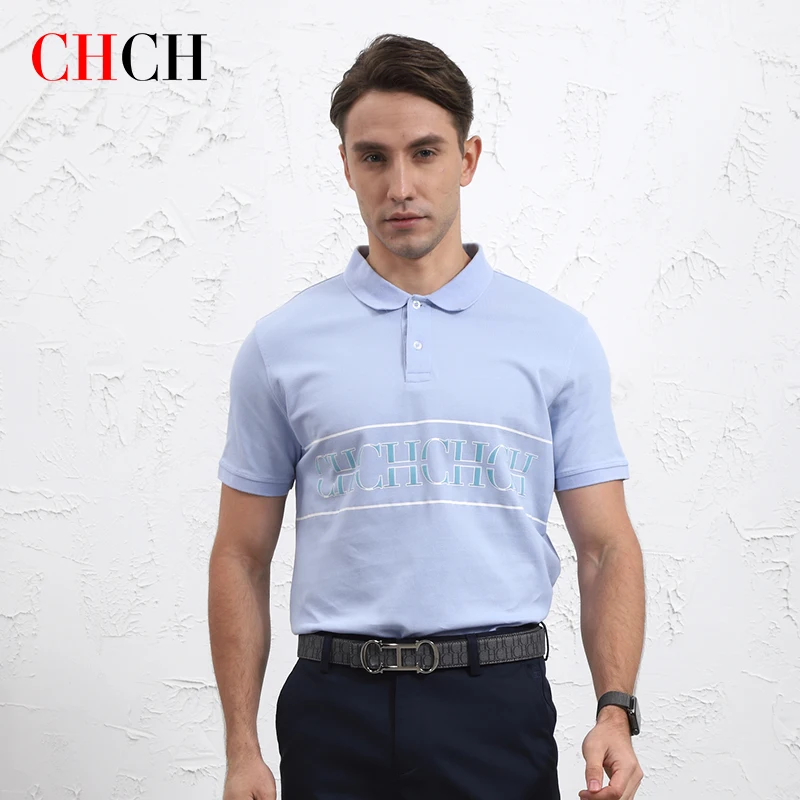 

CHCH New Fashion Brand Polo Shirt Men's Summer Mandarin Collar Slim Fit Solid Color Button Breathable Polos Casual Men Clothing