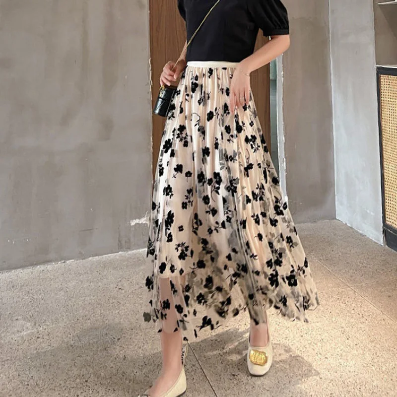 

M - 2XL 3 Цвет эластичные складки Цветы Принт А Платье Элегантная леди Весенние и летние ежедневные вечеринки