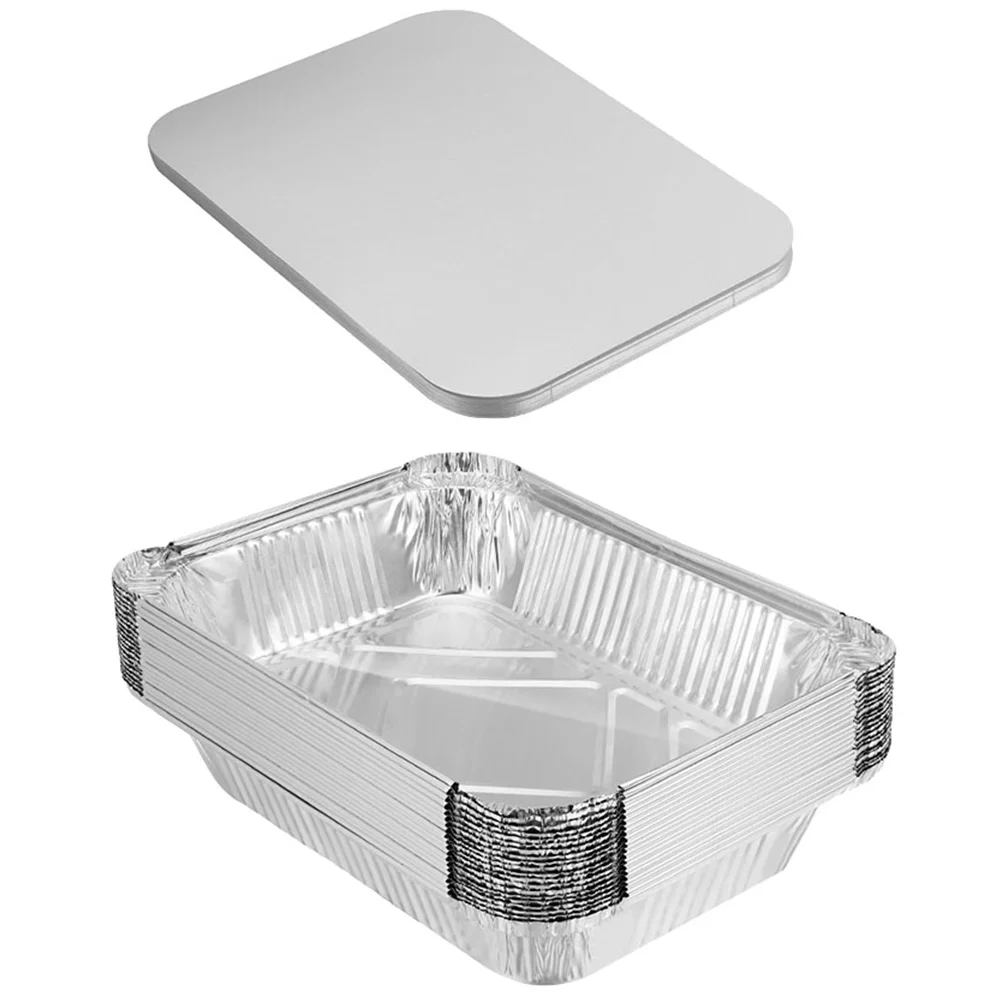 

20 Sets of Disposable Aluminum Foil Boxes Baking Aluminum Foil Pans Covered Baking Foil Boxes