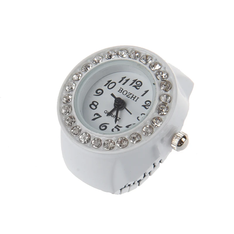 

Finger Ring Watch Chic White Rhinestone For Ladies