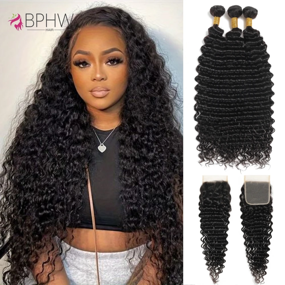 BPHW волнистые искусственные волосы с кружевной застежкой 4x4 человеческие 100%