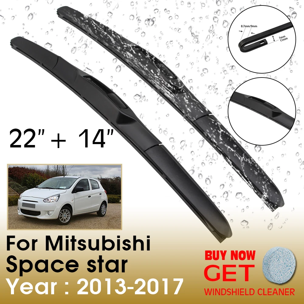 

Car Wiper Blade For Mitsubishi Space star 22"+14" 2013-2017 Front Window Washer Windscreen Windshield Wipers Blades Accessories
