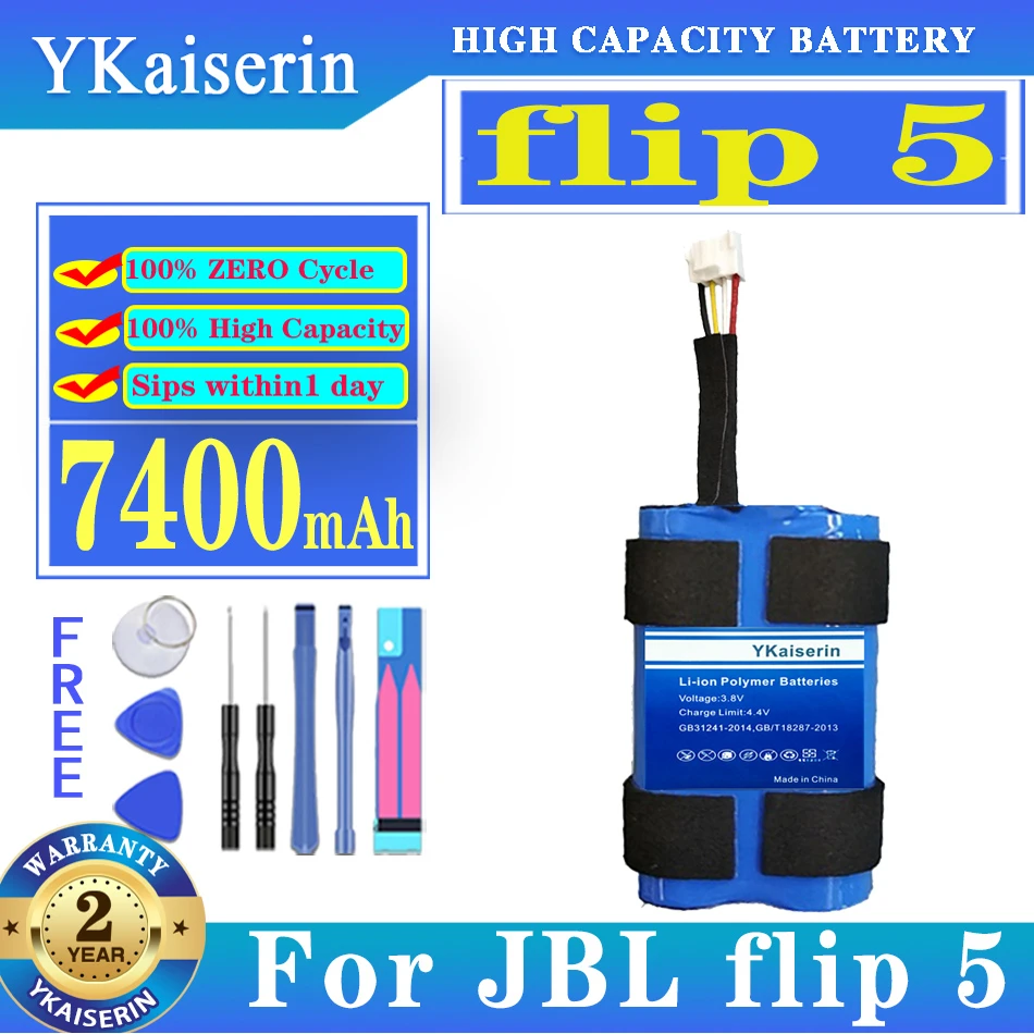 

YKaiserin Flip 5 7400mAh Replacement Battery for JBL Flip5 High Capacity Battery Batteria + Free Tools