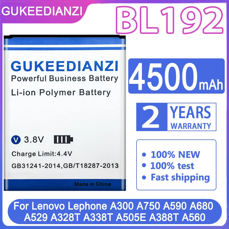 

4500mAh BL192 BL 192 For Lenovo A328 A328T A526 A750 A529 A560 A680 A590 A300 A388T A505E Battery Batteria + Tracking Number