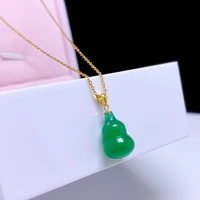 shilovem 18k yellow gold natural green chalcedony pendants none necklace wholesale fine women gift new 1015mm yzz1015886ys