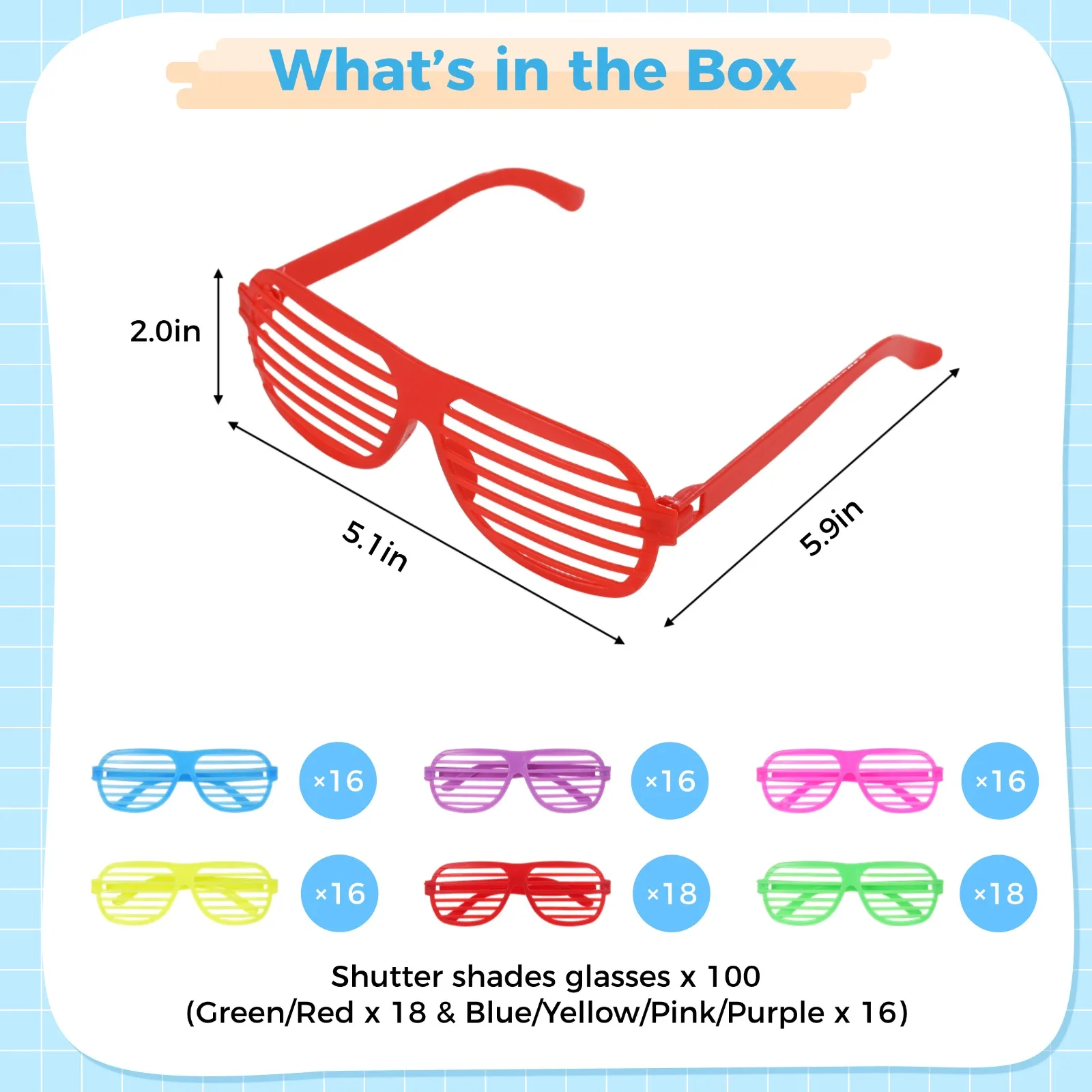 100 шт. солнцезащитные очки в винтажном стиле с прорезями неонового цвета для