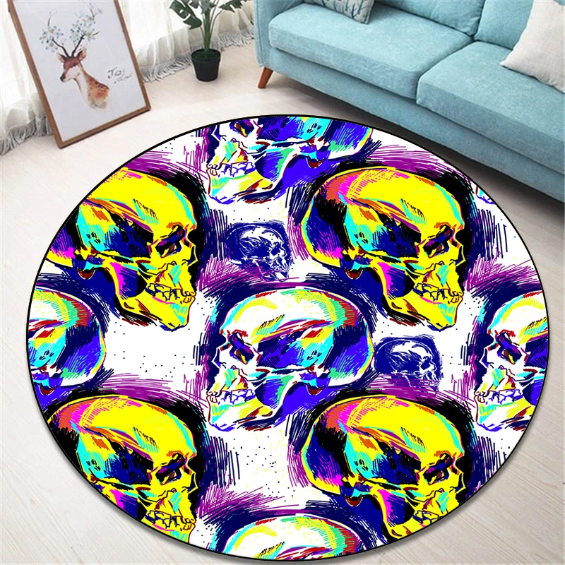 Круглый ковер с принтом черепа для гостиной коврик детей напольный йоги спальня