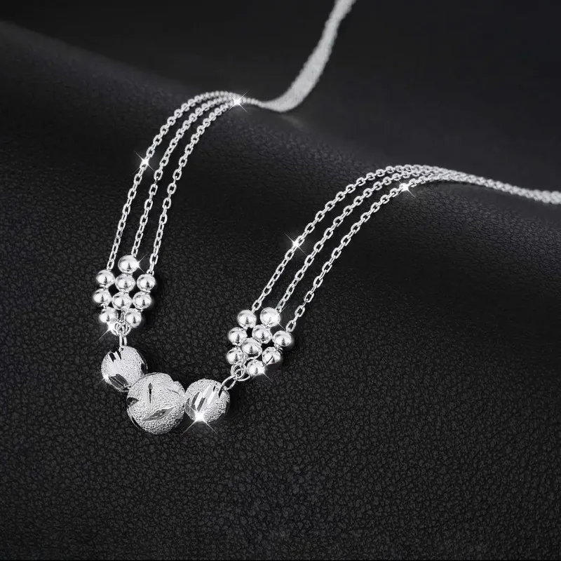 

S999 Sterling Silver Necklace Prayer Beads for Women Men Chains High Quality Original Gift Moon Cut Bead Moon Cut Bead Christmas