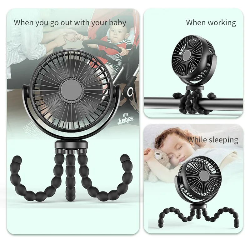 Электрический вентилятор-осьминог портативный USB-вентилятор для коляски