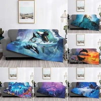 dolphin multifunctional thermal flannel blanket bed sofa personalized super soft thermal bedspread