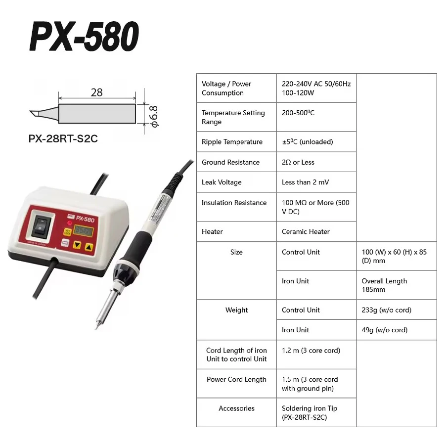 Фото GOOT PX-580 200 ℃ -500 ℃   Мини-паяльная станция с контролем температуры и интеллектуальным цифровым дисплеем, оригинальные сварочные инструменты №2