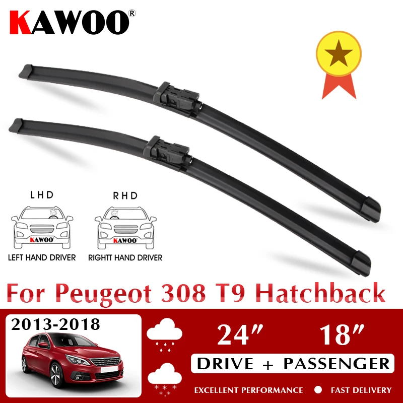 

Автомобильные стеклоочистители KAWOO для Peugeot 308 T9 хэтчбек 2013-2018 лобовое стекло аксессуары для переднего стекла 24 "+ 18" LHDRHD