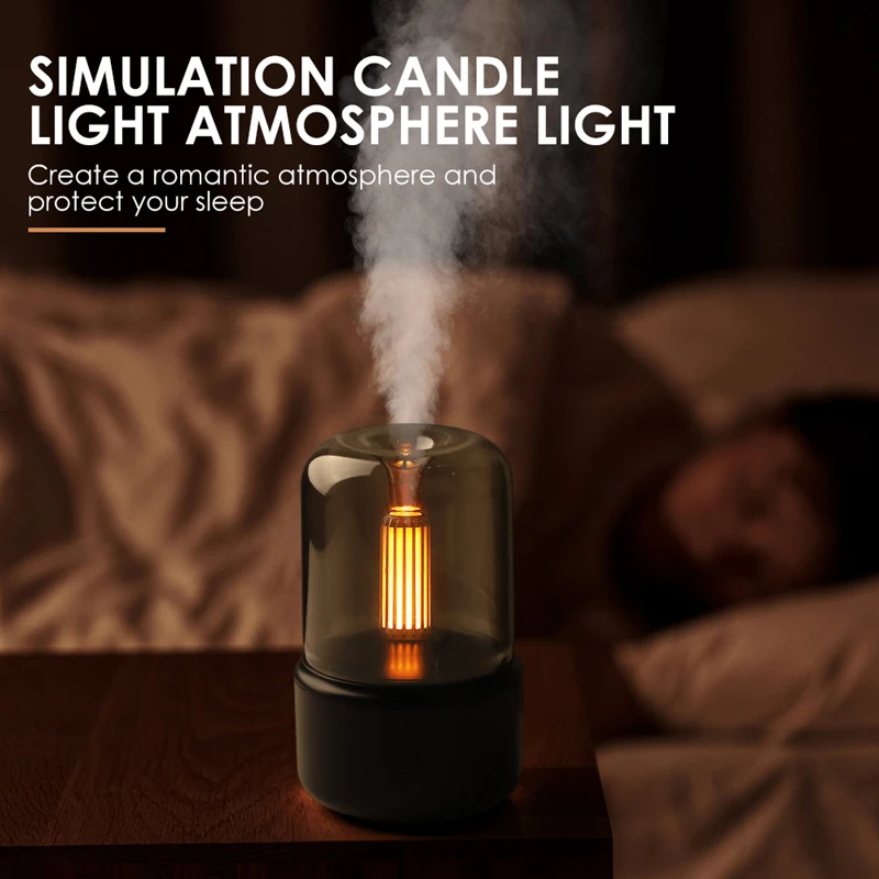 Фото Ароматический диффузор аромалампа HATV Candle Light Essential Oil Lamp Portable 120ML USB Air Humidifier Ultrasonic Mist Maker with LED Night Light аромадиффузор для дома №4