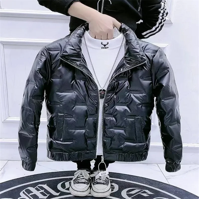 Winter Coat, Men'S Stand Collar, Korean Version, Short, Light And Thin Down Jacket, Slim, Wash Free, Bright Screen Red Cotton