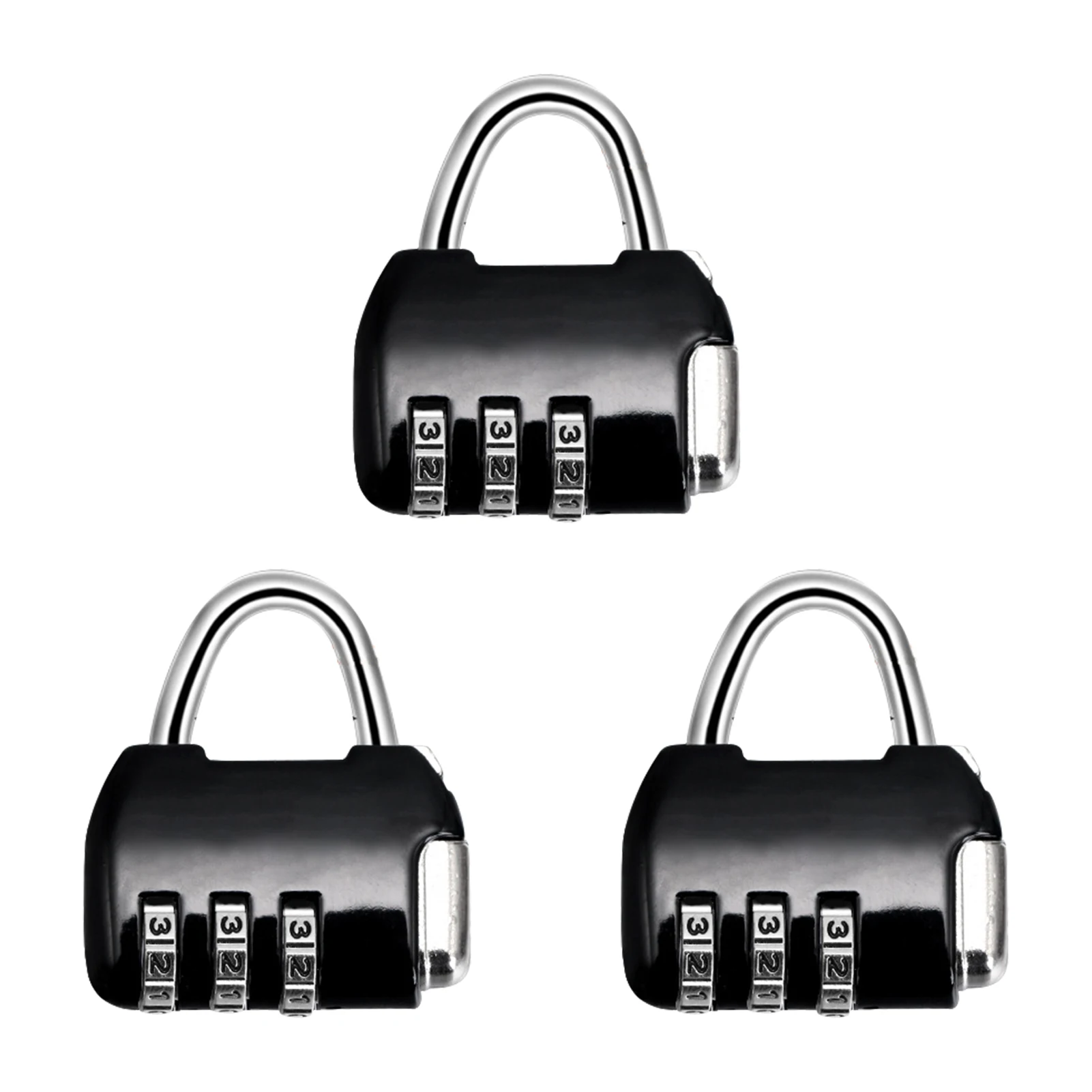 

3pcs Dormitory 3 Digital Zinc Alloy Password Padlock Anti Theft Easy Install For Gym Cabinets Window Security Door Luggage