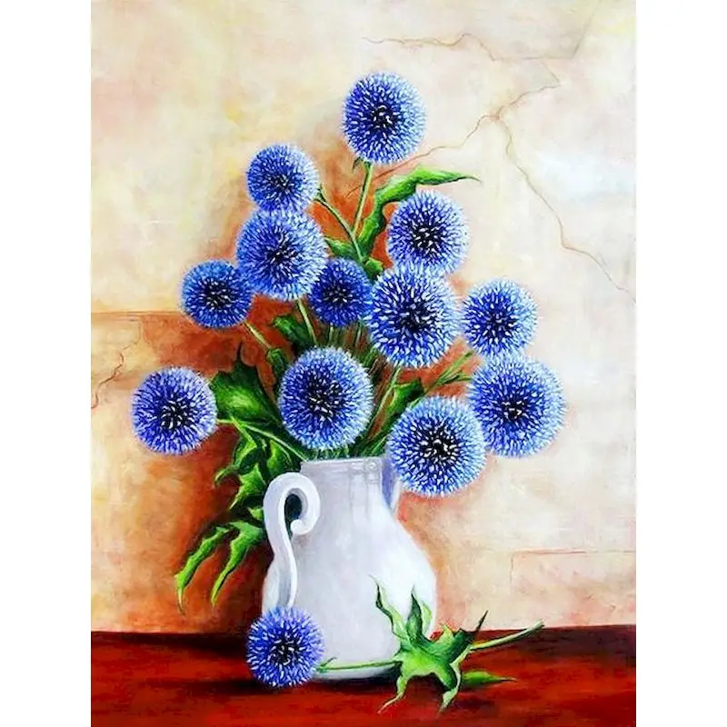 

GATYZTORY Oil Painting By Numbers Blue Flower On Canvas With Frame Handmade Drawing Paints For Adults Picture Coloring By Number