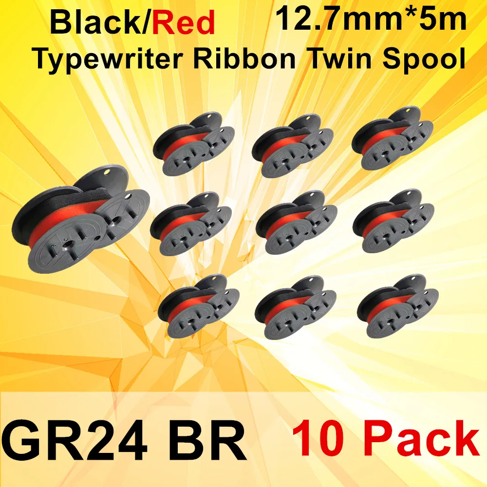 

5~10PK GR24 Ink Ribbon Typewriter Ribbon Twin Spool Typewriter RB-02-A Red and Black Twin Spool for DR-120TM 210TM 12.7mm*5m