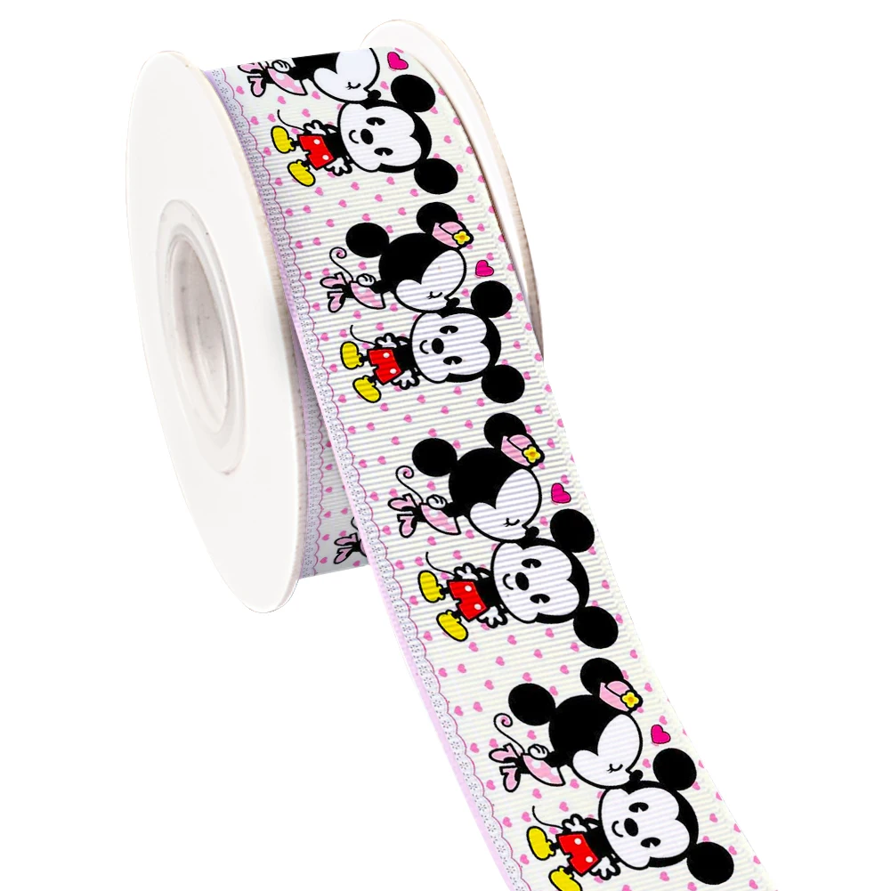 

Рекламная продукция, атласная лента в рубчик с изображением Диснея Микки и Минни, 10 ярдов, для детских подарочных коробок